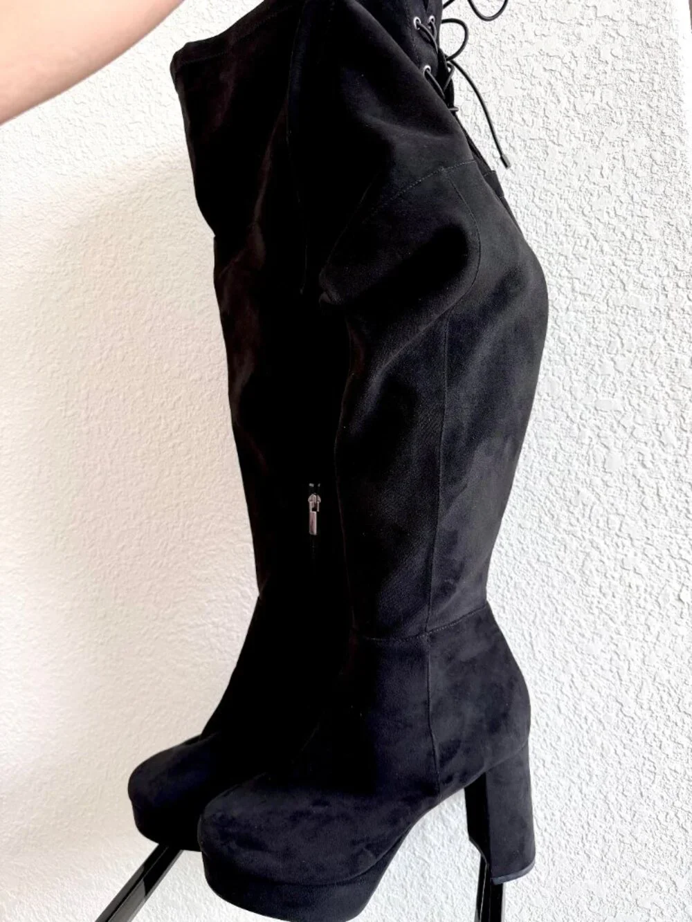 Torrid Black Faux Suede Over the Knee Heel Boot - Size 11WW